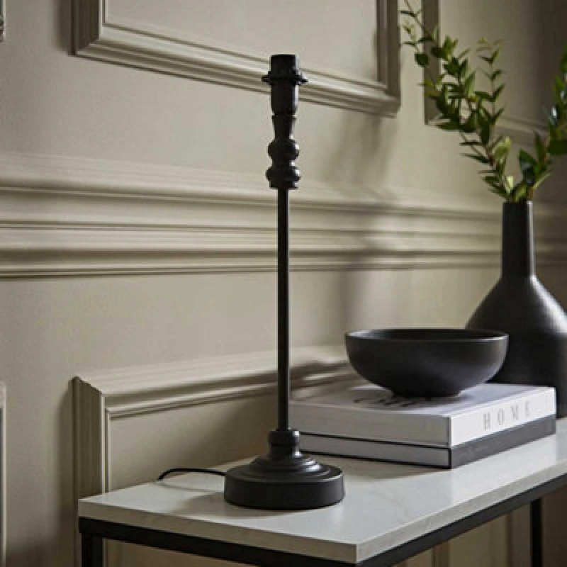Image of ValueLights Maggie Metal Candlestick Slim Table Lamp Base Black
