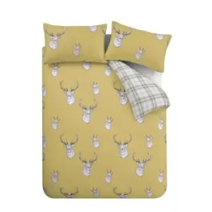 image of Stag Print Reversible Duvet Cover Set, Ochre, King - Catherine Lansfield