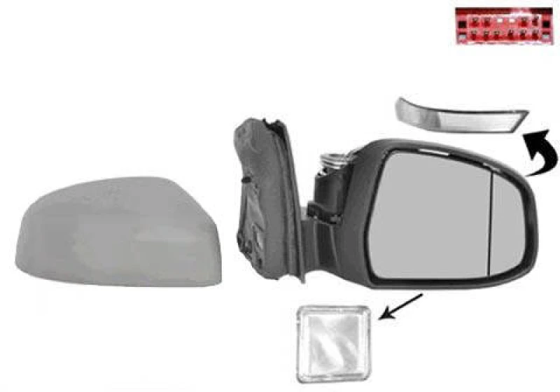 Image of VAN WEZEL 1945828 Wing mirror * HAGUS * Right, with temperature sensor, primed Outside Mirror (50)