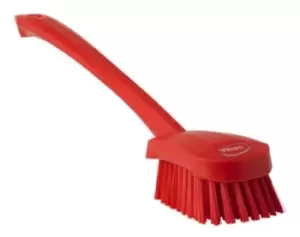 image of Vikan Hard Bristle Red Scrubbing Brush, 36mm bristle length, Polyester bristle material