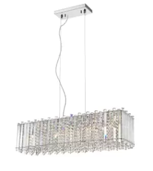 Image of Clara 7 Light Oblong Chrome Crystal Bar Pendant Ceiling Light