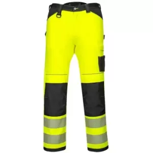 image of Portwest - PW340YBR28 - sz 28 PW3 Hi-Vis Work Trousers - Yellow/Blue