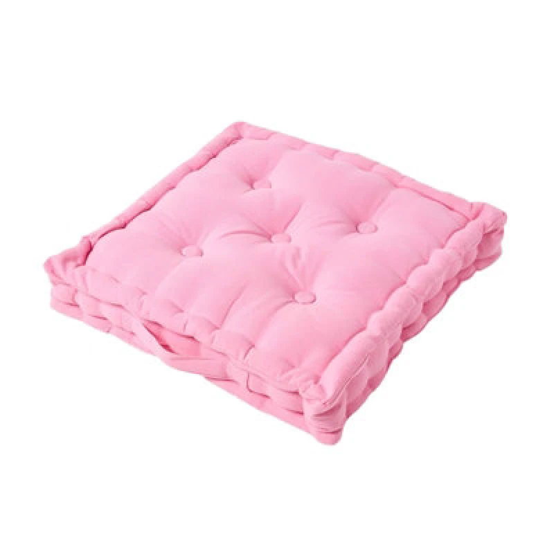 Image of Homescapes Cotton Pink Floor Cushion, 40 X 40 Cm