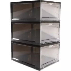 Image of Plastic Shoe Boxes - Set of 3 Black - Pukkr