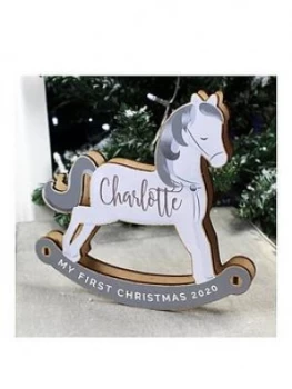 image of Personalised My First Christmas Decoration Rocking Horse