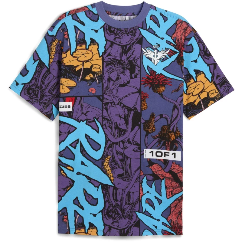 Image of Puma Melo Phoenix Aop Tee T-Shirt Mens Blue Crystal male XS