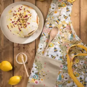 image of Ulster Weavers Bee Keeper Apron White, Yellow and Pink