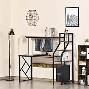 Image of Homcom Computer Desk Metal Rustic Brown 555 x 1,380 mm
