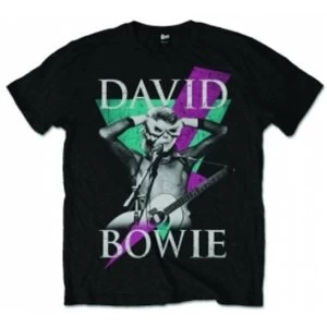 image of David Bowie Thunder Mens Black T Shirt: X-Large