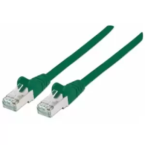 image of Intellinet Network Patch Cable Cat7 Cable/Cat6A Plugs 10m Green Copper S/FTP LSOH / LSZH PVC RJ45 Gold Plated Contacts Snagless Booted Lifetime Warran