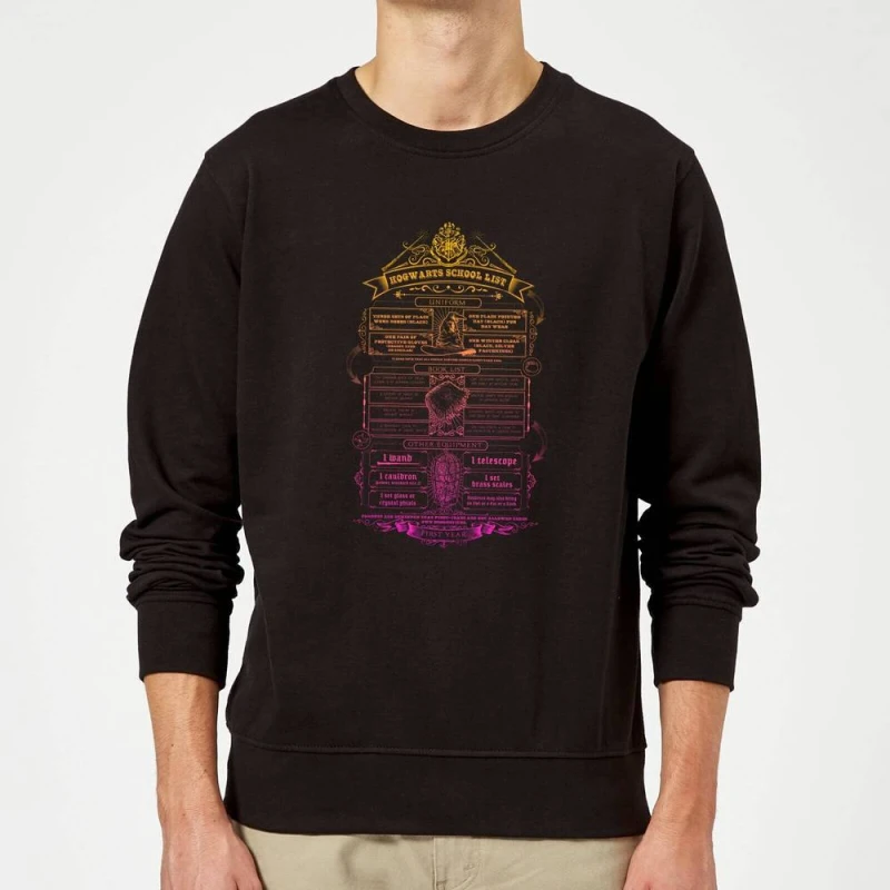 Image of Harry Potter School List Sweatshirt - Black - L