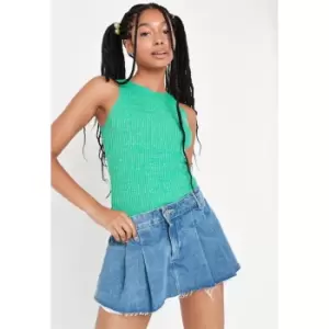 image of Missguided Crew Neck Rib Bodysuit - Green