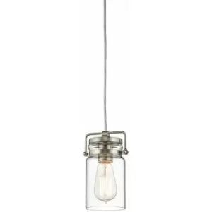 Image of 1 Bulb Ceiling Pendant Light Fitting Brushed Nickel LED E27 60W Bulb