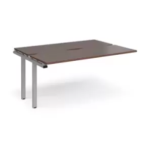 Image of Bench Desk Add On Rectangular Desk 1600mm With Sliding Tops Walnut Tops With Silver Frames 1200mm Depth Adapt