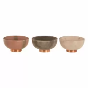 image of Maison Dipping Bowls, Marble / Copper Finish, Set of 3