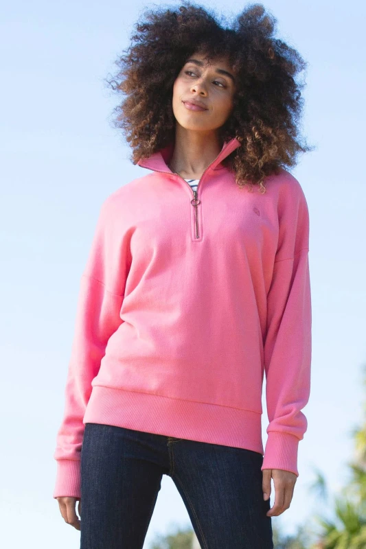 Image of Kite Womens Watercombe 1/4 Zip Sweatshirt in Pink Size: Small Pink Female S