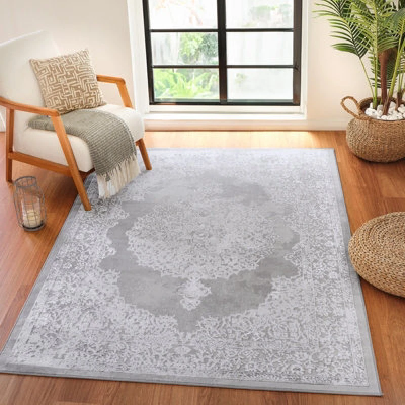 Image of Livabliss Vintage Oriental Boho White/grey Defne Area Rug 120 X 170 Cm - Easy Care, Non Shedding, Ideal For Living Room & Bedroom