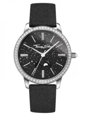 image of THOMAS SABO Glam And Soul Moonphase Leather Strap Watch...