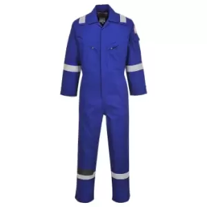 Image of Biz Flame Mens Flame Resistant Lightweight Antistatic Coverall Royal Blue Extra Large 32"