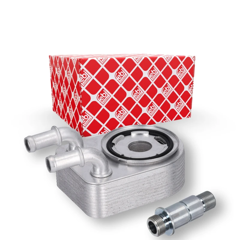 Image of FEBI BILSTEIN 106877 Oil Cooler with gasket/seal Aluminium Oil Cooler,engine oil (469)