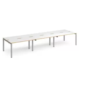 Image of Dams Adapt triple back to back desks 4200mm x 1200mm - silver frame, white top w