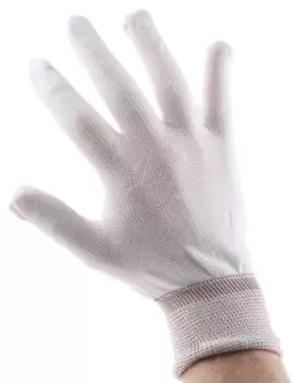 image of BM Polyco Pure Dex Nylon White Nylon Gloves, Size 9, Large, 6 Gloves