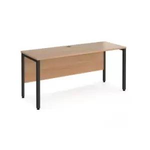 image of Office Desk 1600mm Rectangular Desk With Bench Leg Beech Tops With Black Frames 600mm Depth Maestro 25