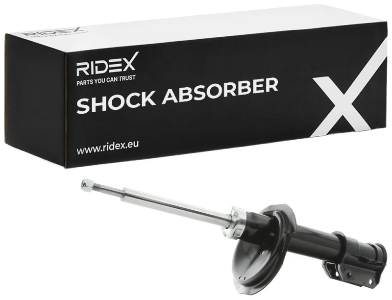 Image of RIDEX 854S1038 Shock absorber Front Axle, Gas Pressure, Suspension Strut, Bottom Clamp Shock Absorber (854)