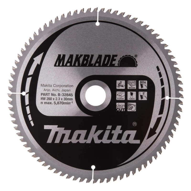 Image of Makita MAKBLADE Circular Saw Blade for Wood Cutting B-32845 Diameter: 260mm