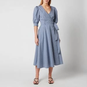 Image of Polo Ralph Lauren Womens Wrap Dress - Blue/White Plaid - US 4/UK 8