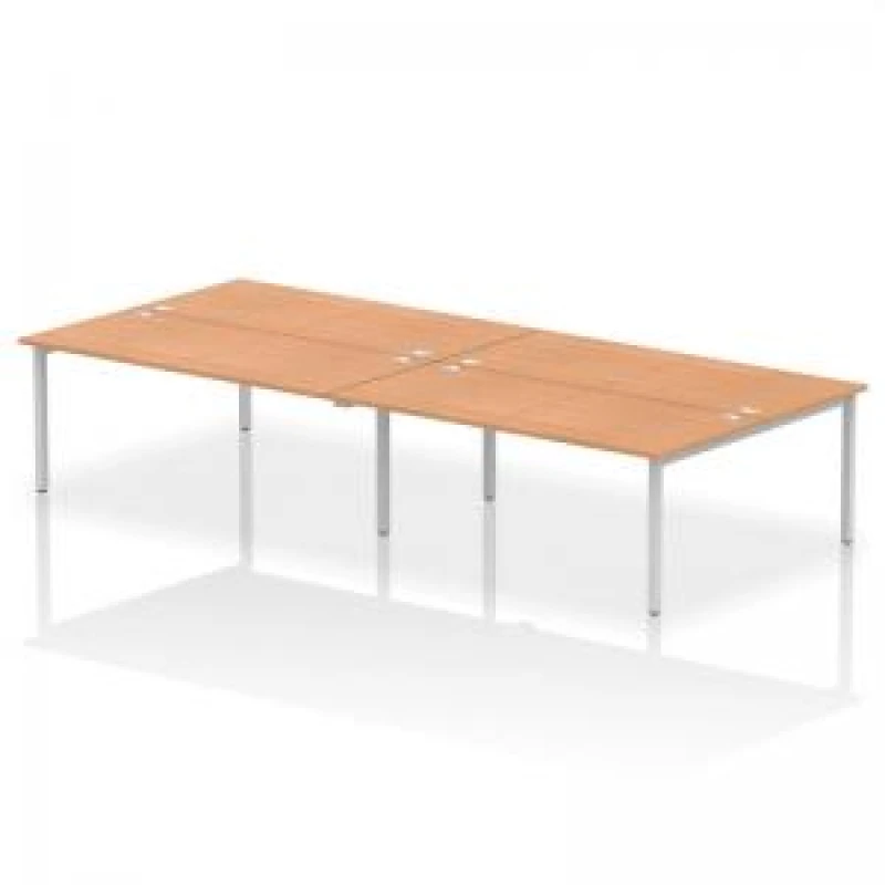 Image of Impulse Impulse Bench B2B 4 Person 1800 Silver Frame Office Bench Desk Oak IMB4P18OAKS
