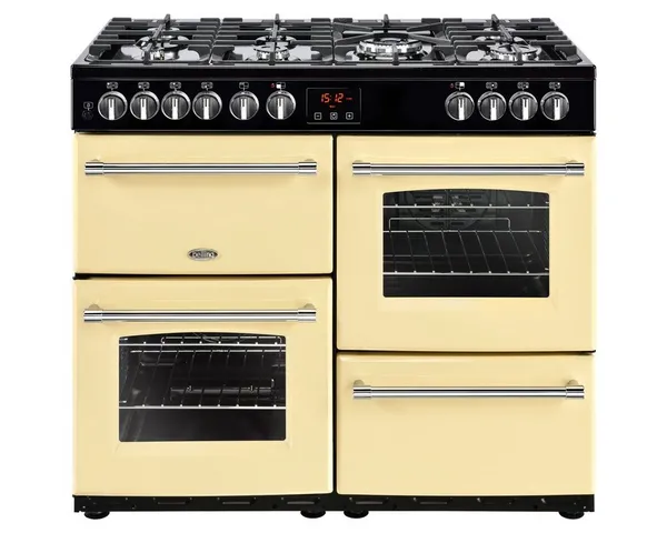 image of Belling 444444135 Farmhouse 100DFT 100cm Dual Fuel Range Cooker - Cream 444444135 Cream