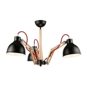 Image of Lamkur Lighting - Marcello Adjustable Multi Arm Pendant Ceiling Light Natural, 3x E27