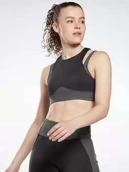 Image of Reebok Studio Layered Bra Top, Black, Size L, Women