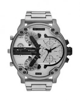 image of Diesel Mr Daddy 2.0 Grey and Black Detail Multi Dial Stainless Steel Bracelet Mens Watch, One Colour, Men