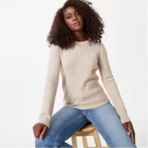 image of Jack Wills Tinsbury Merino Wool Cable Knitted Jumper - Brown