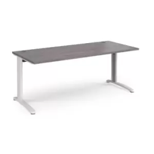 Image of Office Desk Rectangular Desk 1800mm Grey Oak Tops With White Frames TR10