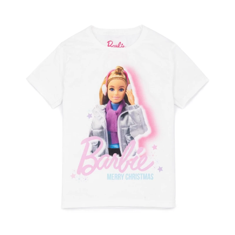 Image of (13-14 Years) Barbie Short Sleeved T-Shirt (Girls White)