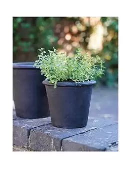 Image of Ivyline Charlecote Terracotta Planter Charcoal H25Cm D25Cm