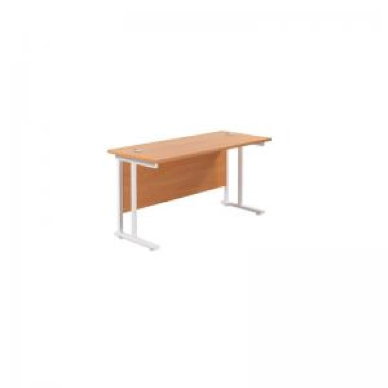 Image of Jemini Rectangular Cantilever Desk 1200x600x730mm Beech/White KF806264