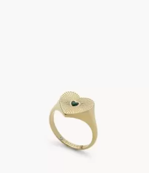 Image of Fossil Women Modern Meadows Reconstituted Green Malachite Heart Signet Ring