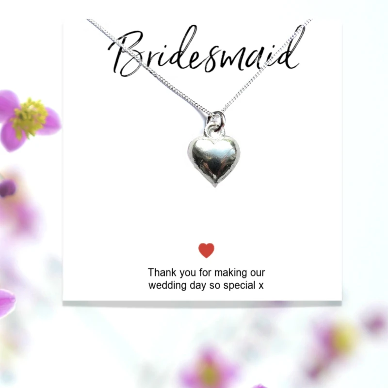 Image of Aye Do Gifts Bridesmaids Heart Necklace & Thank You Gift Card - 16"