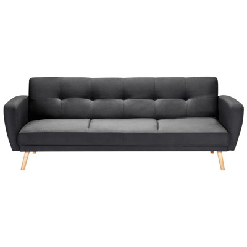 Image of Beliani Sofa Bed 3 Seater Florli Fabric Black