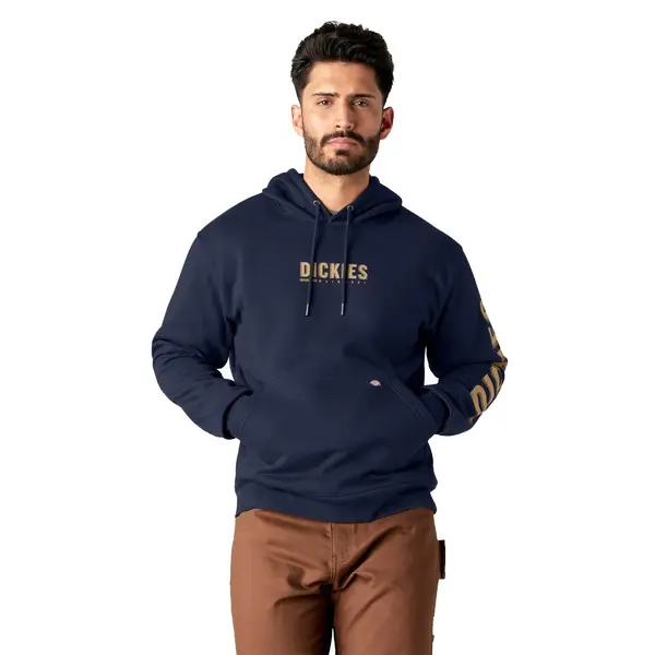 Image of Dickies Mens Dickies Graphic Pullover Fleece Hoodie L - Chest 42-44' Ink Navy DIC052-NAVY-L