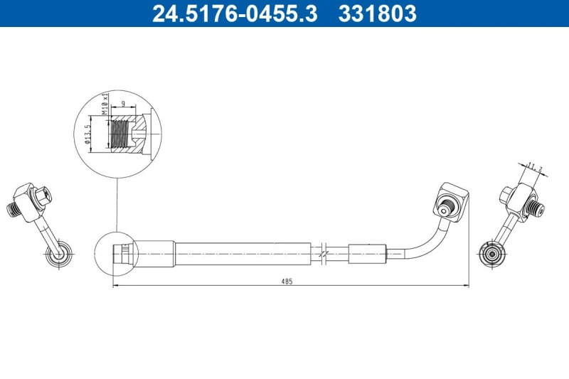 Image of ATE 24.5176-0455.3 Brake Hose with banjo bolt Brake Hose (83)