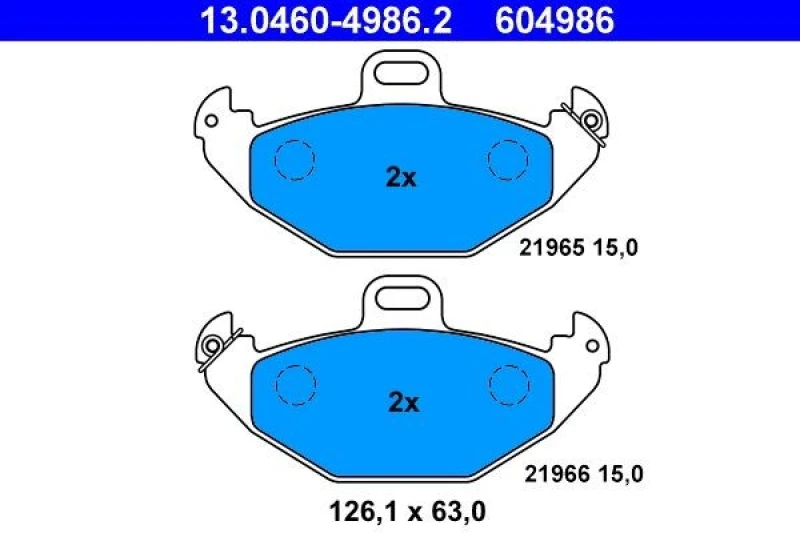 Image of ATE 13.0460-4986.2 Brake pad set excl. wear warning contact Brake Pad Set,disc brake (402)