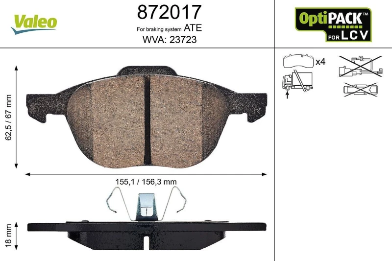 Image of Brake pad set VALEO 872017