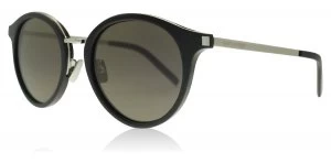 image of Yves Saint Laurent SL57 Sunglasses Black Silver Smoke 002 49mm