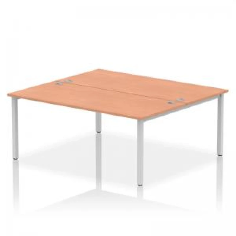 Image of Impulse Impulse Bench B2B 2 Person 1800 Silver Frame Office Bench Desk Beech IMB2P18BCHS
