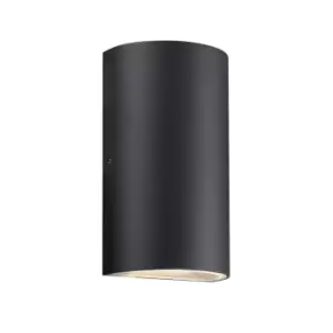 image of Rold Round LED Dimmable Outdoor Up Down Wall Lamp Black, IP44, 3000K